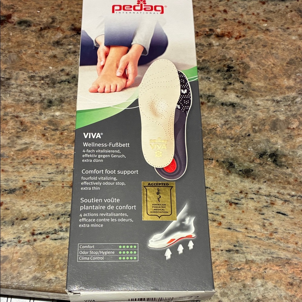 Viva Wellness Foot Support Leather Insoles - tan New-still in box - Picture 4 of 6
